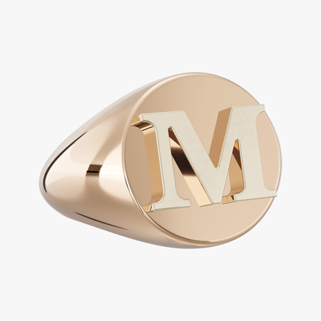 Alphabet (M) Gold Ring